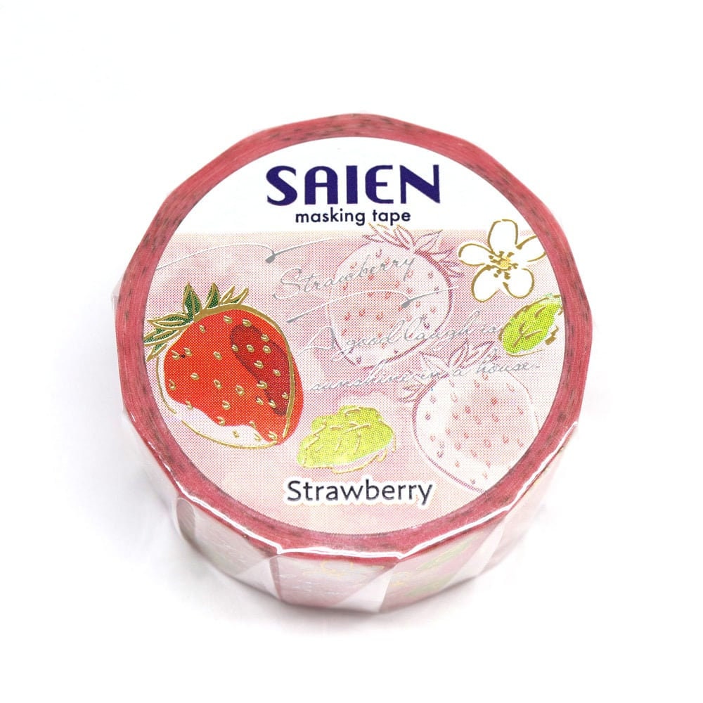 Saien Fruits' Time Gold & Silver Foil Washi Tape Series - Strawberry