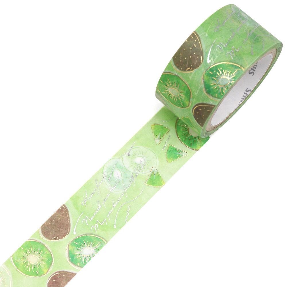 Saien Fruits' Time Gold & Silver Foil Washi Tape Series - Kiwi