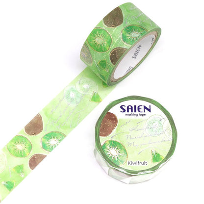 Saien Fruits' Time Gold & Silver Foil Washi Tape Series - Kiwi