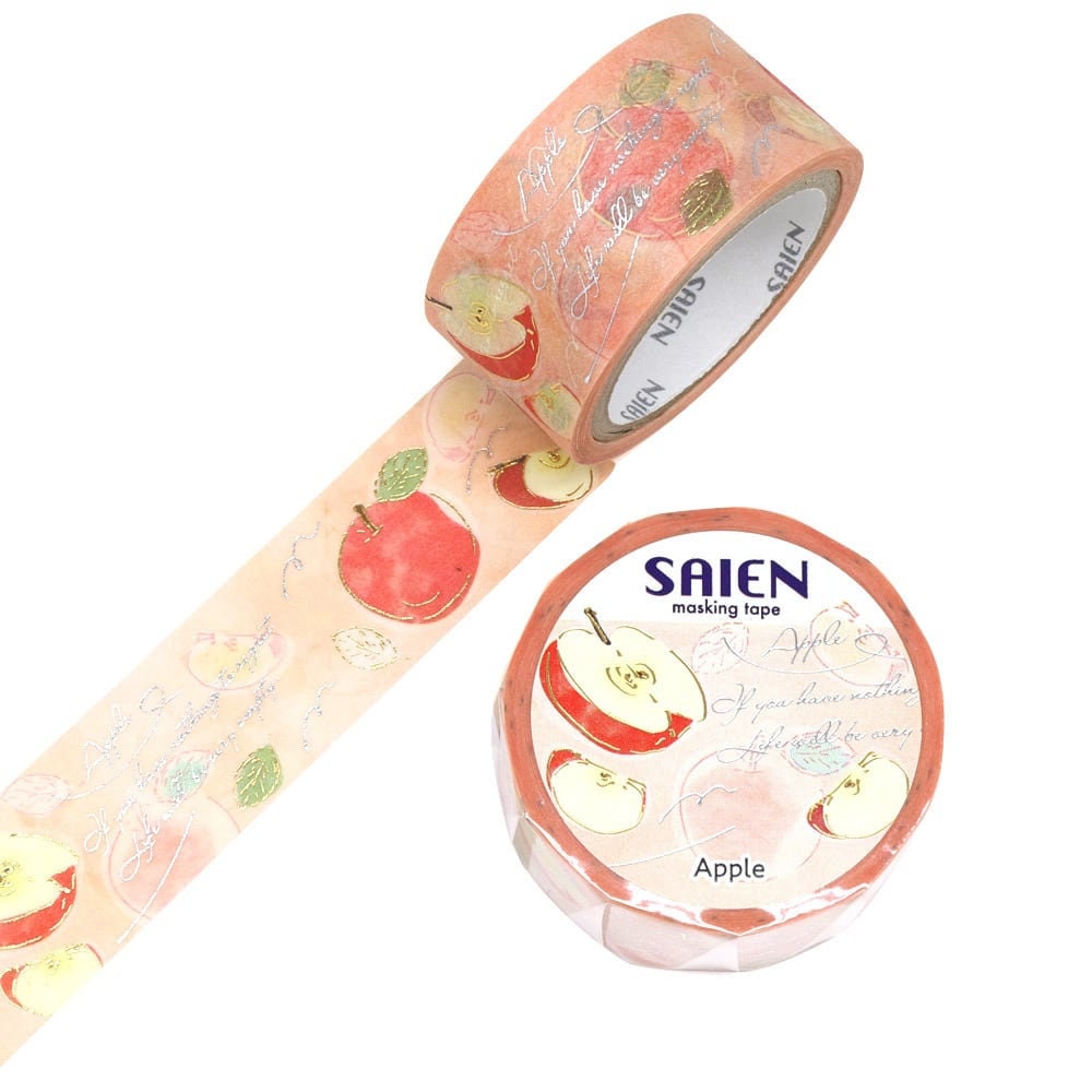 Saien Fruits' Time Gold & Silver Foil Washi Tape Series - Apple