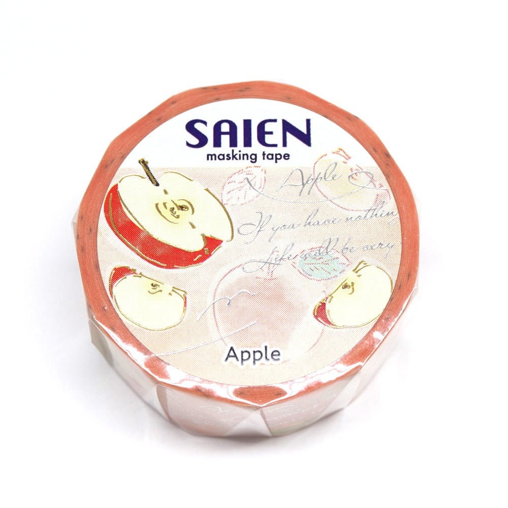 Saien Fruits' Time Gold & Silver Foil Washi Tape Series - Apple