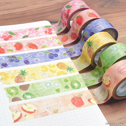 Saien Fruits' Time Gold & Silver Foil Washi Tape Series - Apple