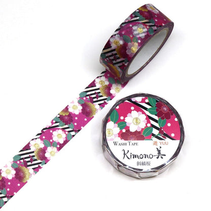 Kimono Yuu Series Gold Foil Washi Tape - Twill & Sakura