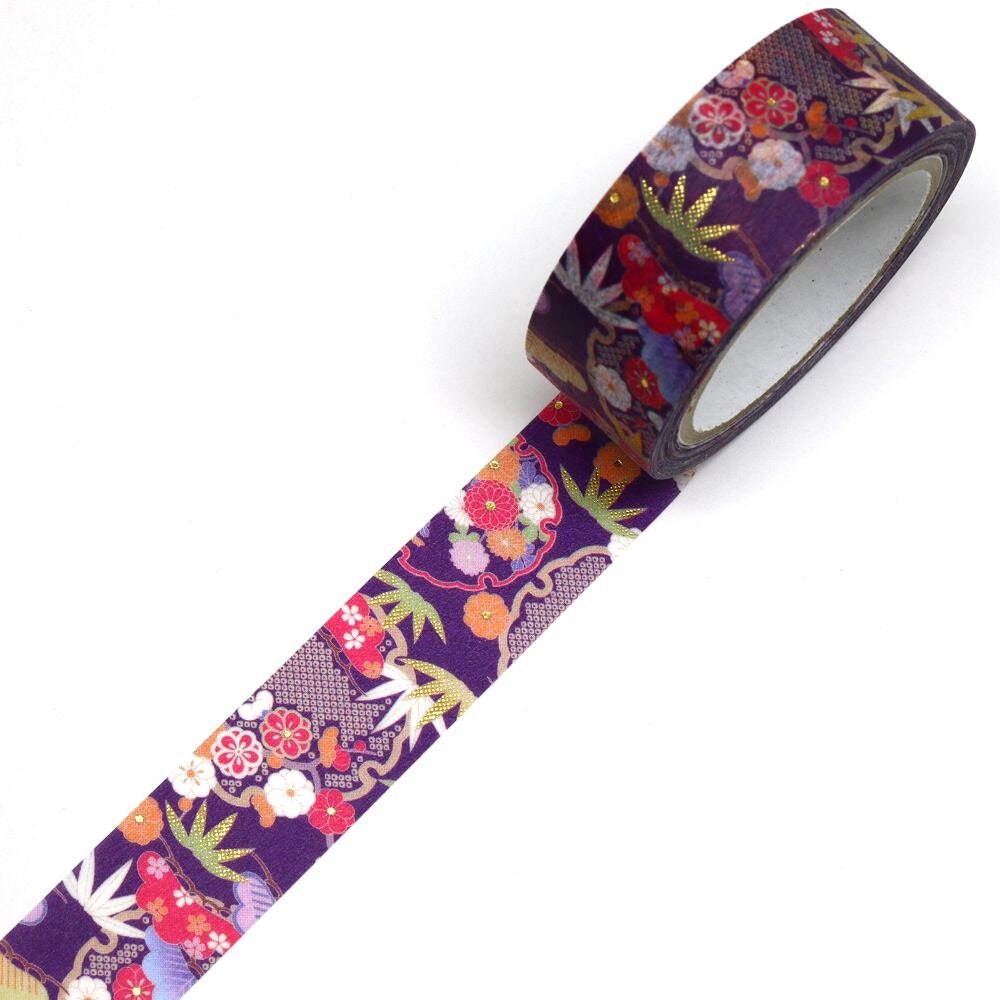 Kimono Hana Series Gold Foil Washi Tape - Snow Sho Chiku