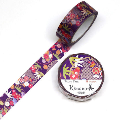 Kimono Hana Series Gold Foil Washi Tape - Snow Sho Chiku