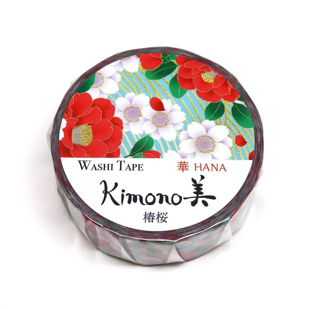 Kimono Hana Series Gold Foil Washi Tape - Camellia & Sakura