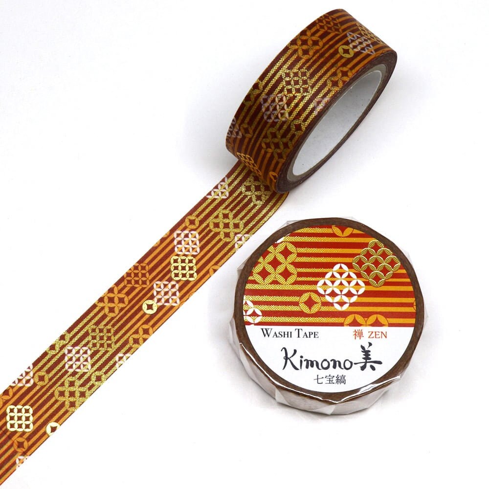 Kimono Zen Series Gold Foil Washi Tape - Treasure Pattern