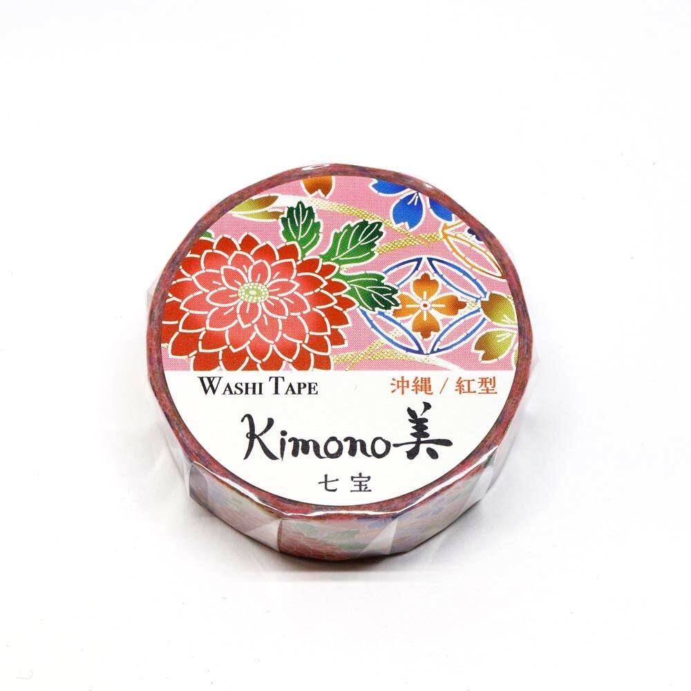 Kimono Okinawa Bin Series Gold Foil Washi Tape - Shippo