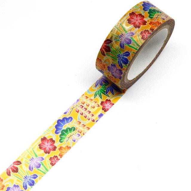 Kimono Okinawa Bin Series Gold Foil Washi Tape - Sakura & Pine