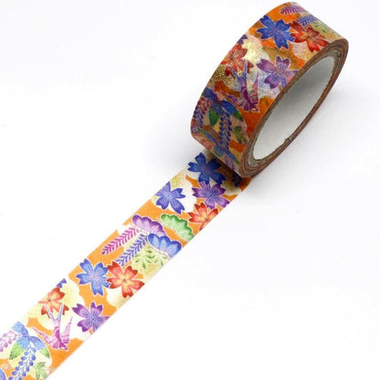 Kimono Okinawa Bin Series Gold Foil Washi Tape - Swallow