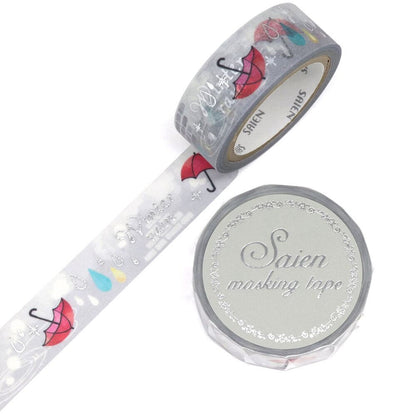 Saien Foil Series Silver Foil Washi Tape  - Winter Rain