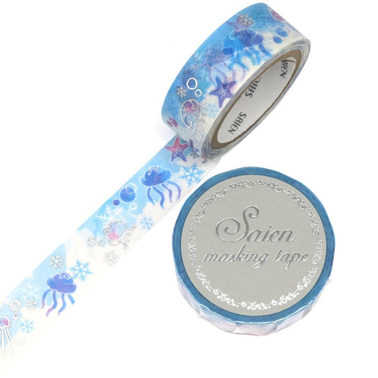 Saien Foil Series Silver Foil Washi Tape  - Jellyfish