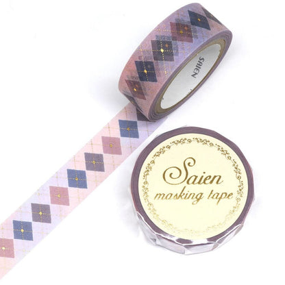 Saien Foil Series Gold Foil Washi Tape  - Argyle