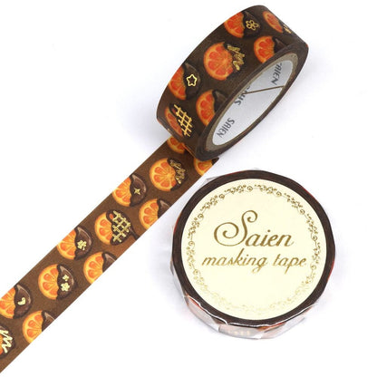 Saien Foil Series Gold Foil Washi Tape  - Orange Chocolate