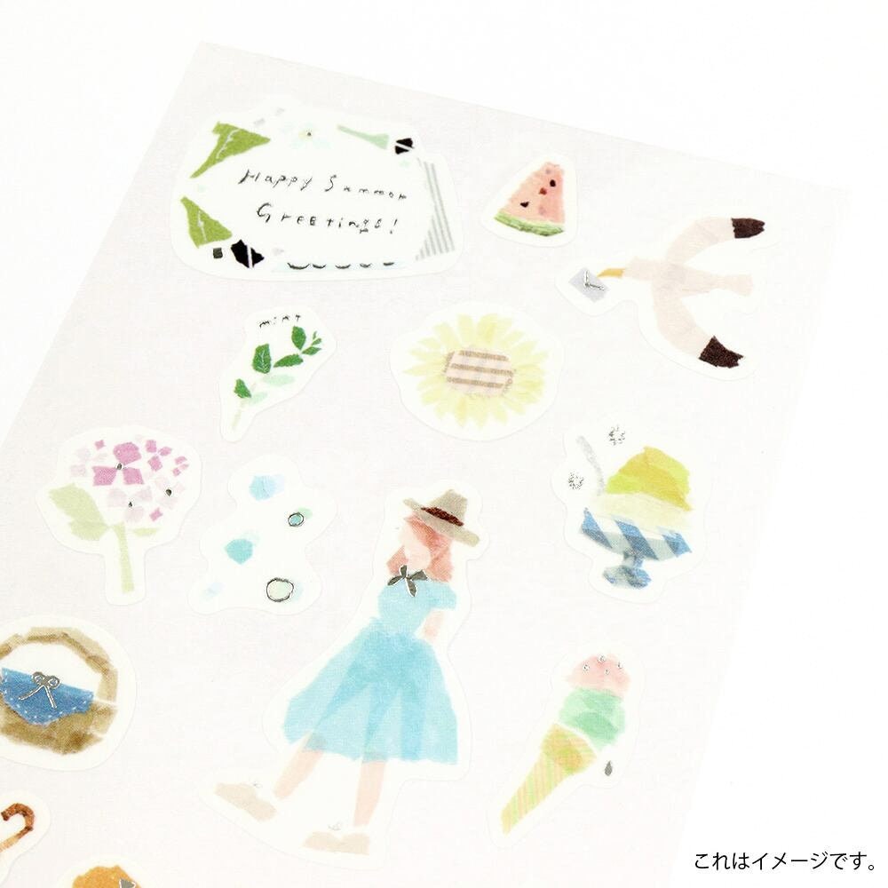 Saien Chigiri e Style Sticker Series designed by Miki Tamura  - Summer (Silver Foil)