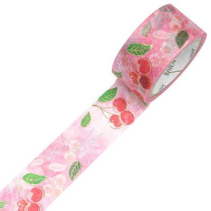 Saien Fruits' Time Gold & Silver Foil Washi Tape Series - Cherry