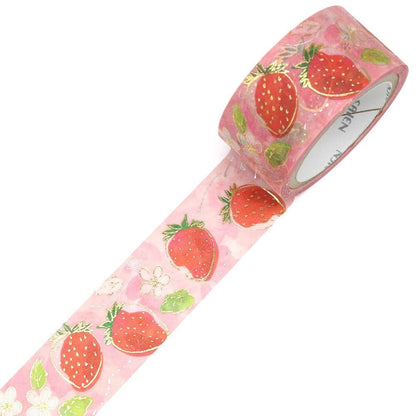 Saien Fruits' Time Gold & Silver Foil Washi Tape Series - Strawberry