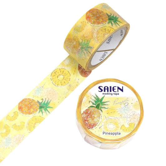 Saien Fruits' Time Gold & Silver Foil Washi Tape Series - Pineapple