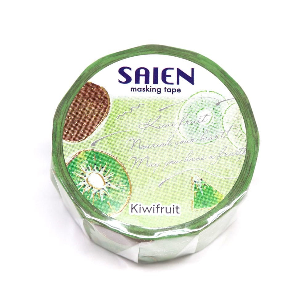 Saien Fruits' Time Gold & Silver Foil Washi Tape Series - Kiwi