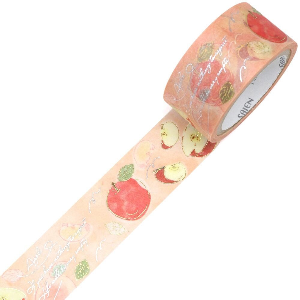 Saien Fruits' Time Gold & Silver Foil Washi Tape Series - Apple