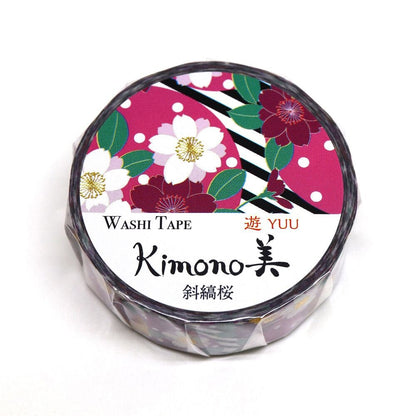 Kimono Yuu Series Gold Foil Washi Tape - Twill & Sakura