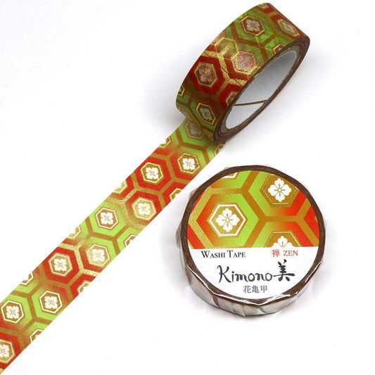 Kimono Zen Series Gold Foil Washi Tape - Flower & Kikko