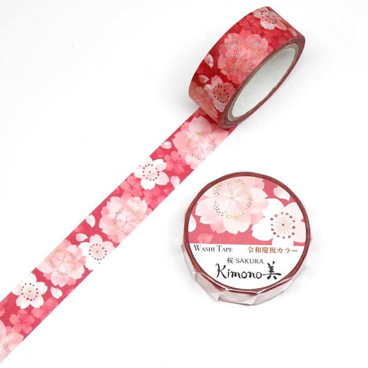 Kimono Rei Series Gold Foil Washi Tape - Sakura