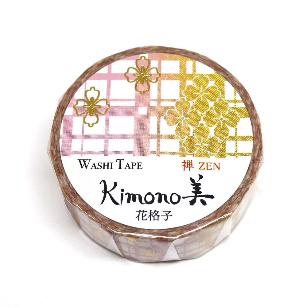 Kimono Zen Series Gold Foil Washi Tape - Flower Grill