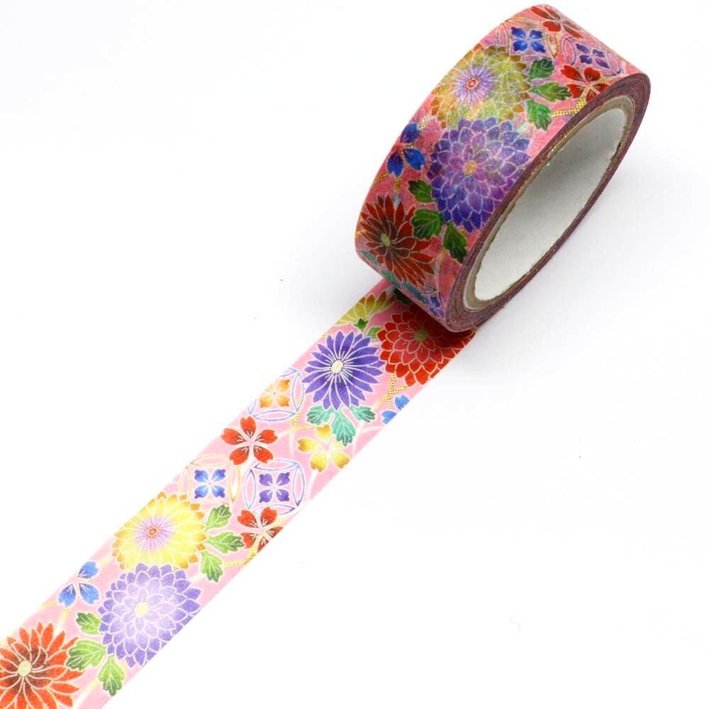 Kimono Okinawa Bin Series Gold Foil Washi Tape - Shippo