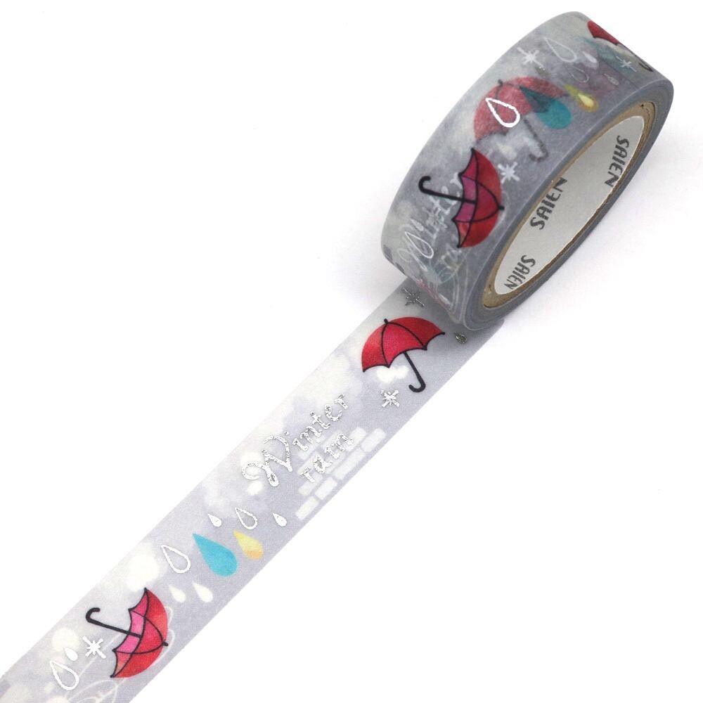 Saien Foil Series Silver Foil Washi Tape  - Winter Rain