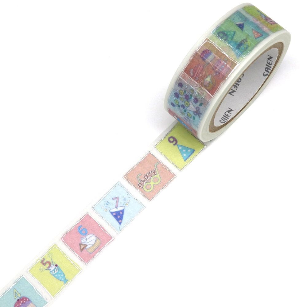 Saien Foil Series Silver Foil Washi Tape  - Party