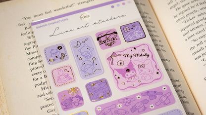 Line Sticker Series Gold Foil Sticker - Sanrio Character Purple