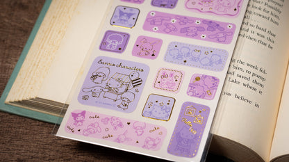 Line Sticker Series Gold Foil Sticker - Sanrio Character Purple