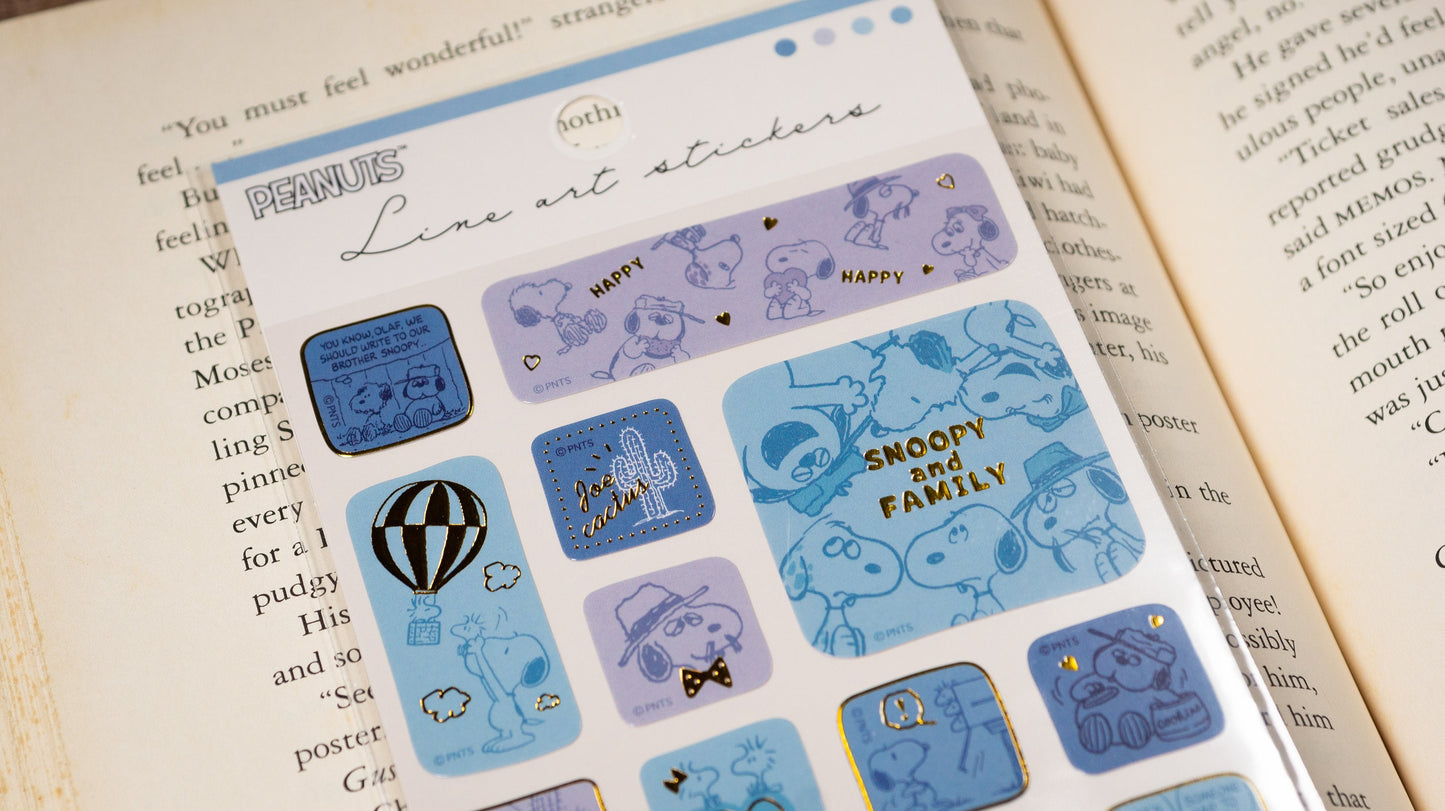 Line Sticker Series Gold Foil Sticker - Peanuts Snoopy Family