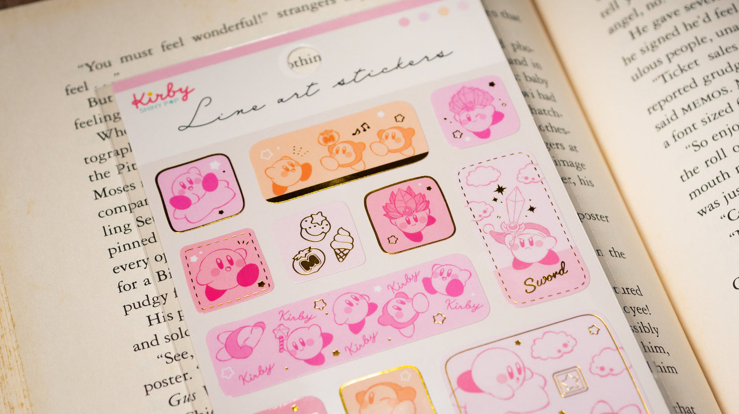 Line Sticker Series Gold Foil Sticker - Kirby