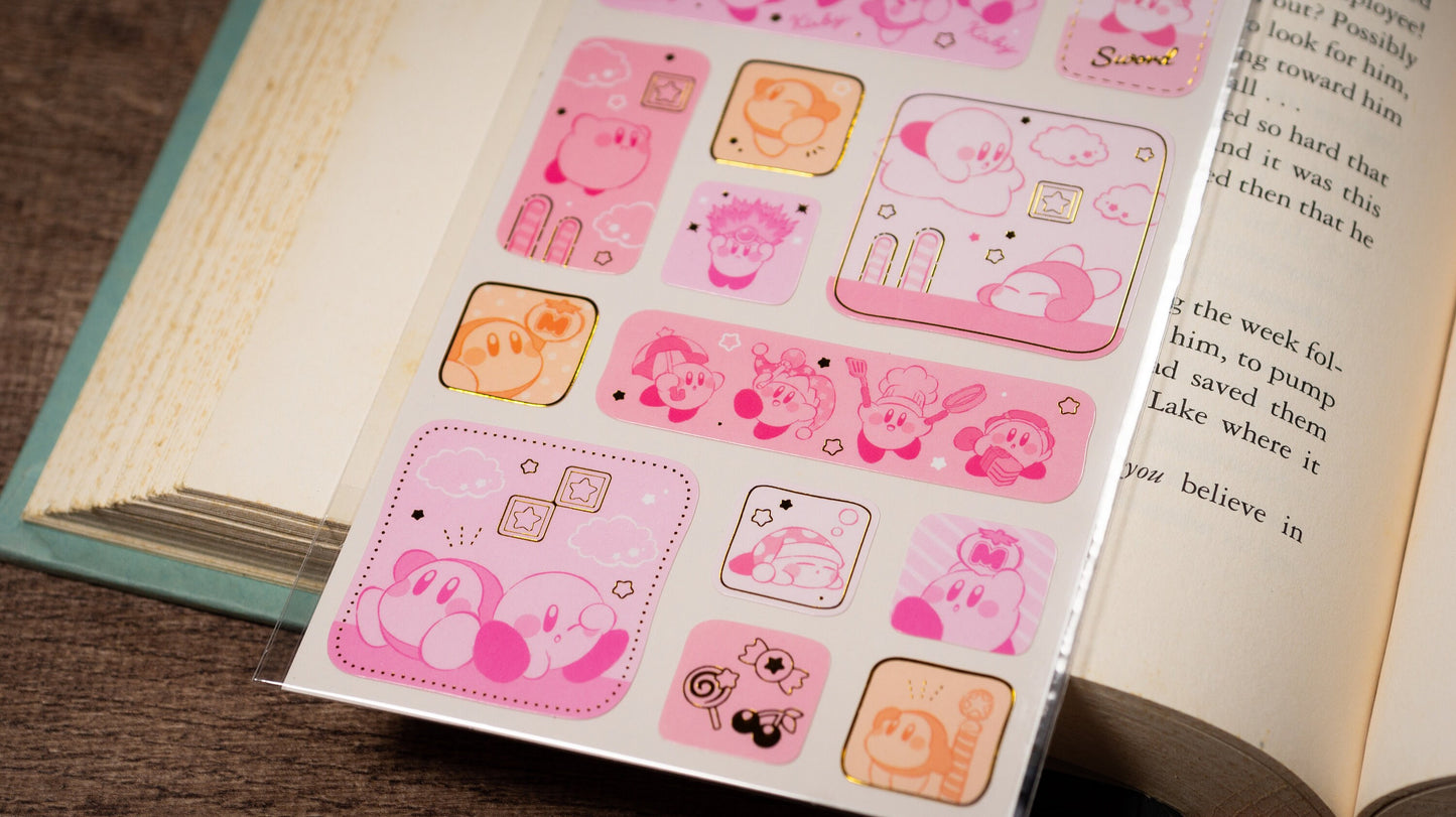 Line Sticker Series Gold Foil Sticker - Kirby