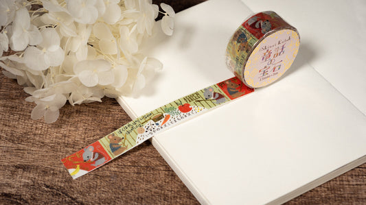 Fairy Tale Gem Series Gold Foil Washi Tape - Aesopica The Town Mouse and the Country Mouse