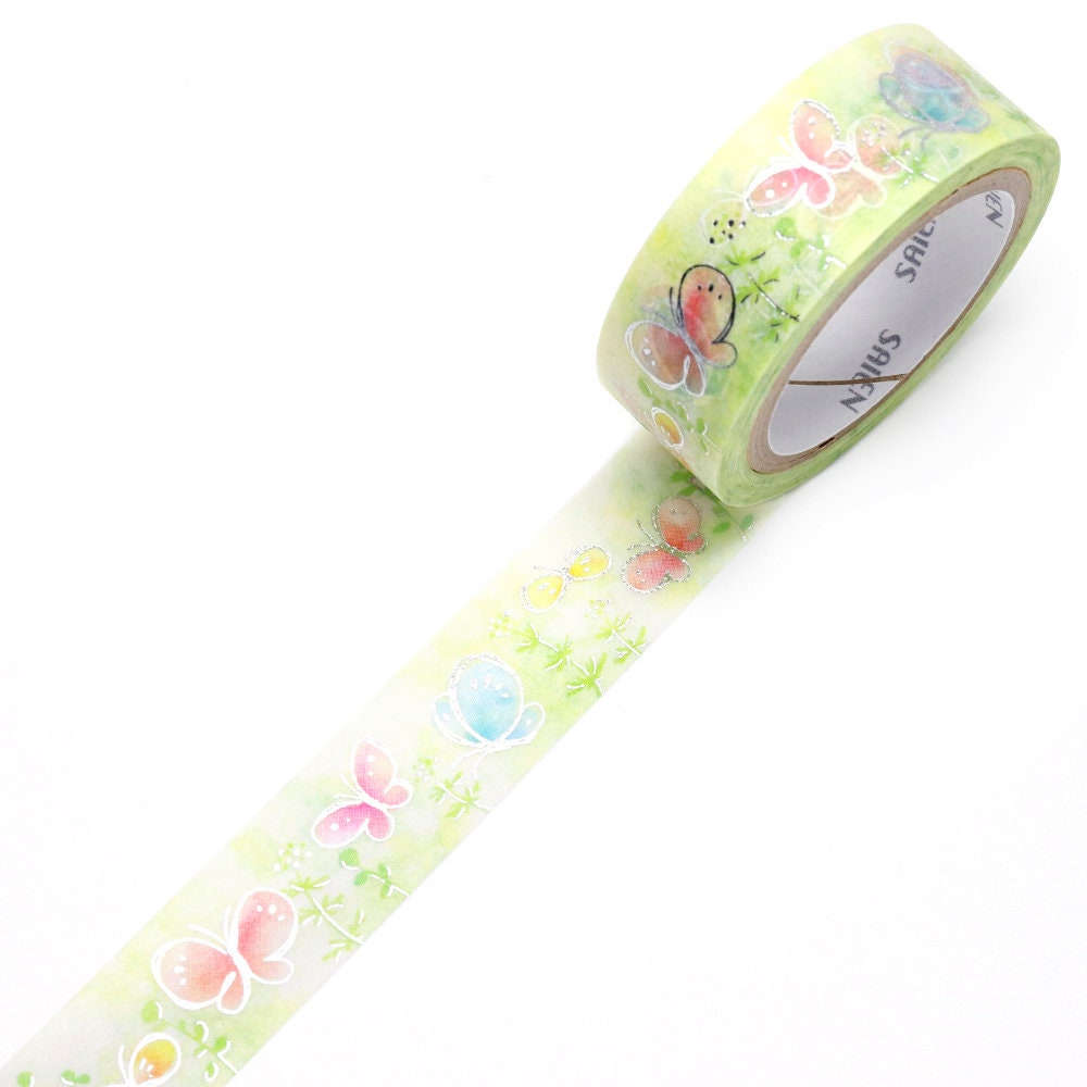 Saien Foil Series Silver Foil Washi Tape  - Butterfly