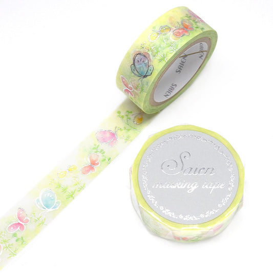 Saien Foil Series Silver Foil Washi Tape  - Butterfly