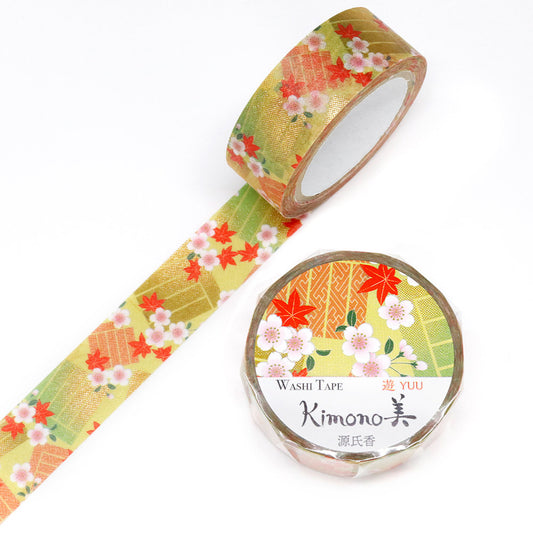 Kimono Yuu Series Gold Foil Washi Tape - Genjiko