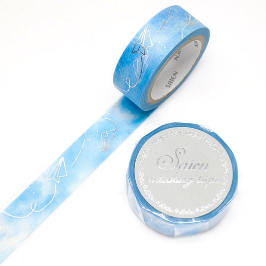 Saien Foil Series Silver Foil Washi Tape  - Blue Sky