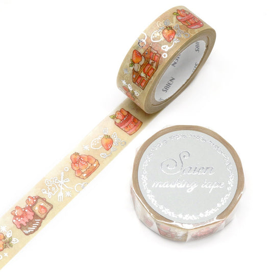 Saien Foil Series Silver Foil Washi Tape  - Stawberry Sweet