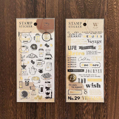 Stamp Gold Foil Sticker Series - Coffee