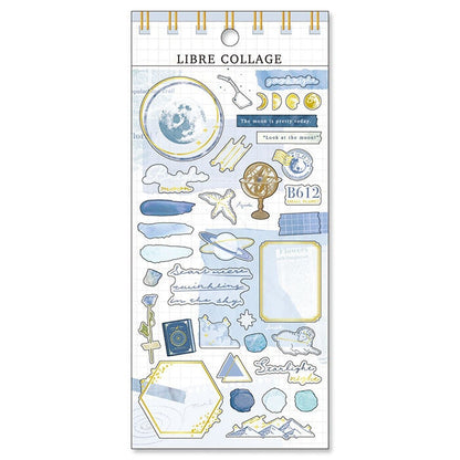 Libre Collage Gold Foil Sticker Series - Blue