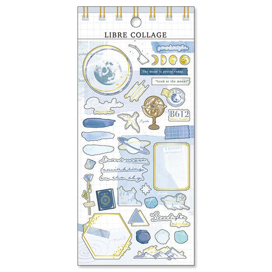 Libre Collage Gold Foil Sticker Series - Blue