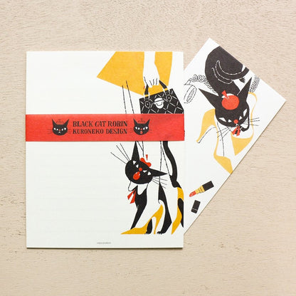 Letter Writing Set Series designed by Black Neko Design Black Cat Robin B