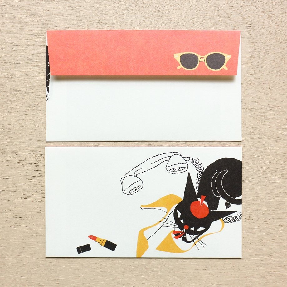 Letter Writing Set Series designed by Black Neko Design Black Cat Robin B