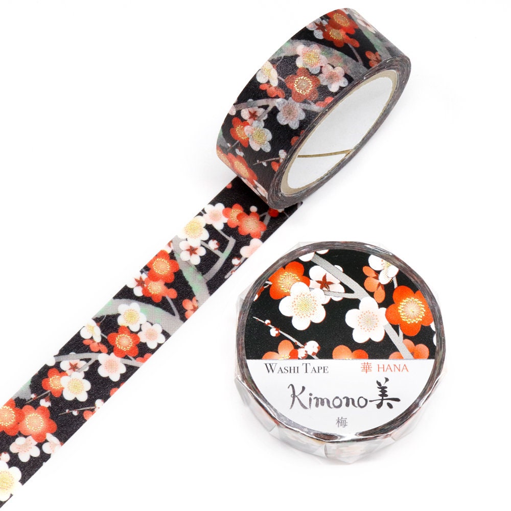 Kimono Hana Series Gold Foil Washi Tape - Plum