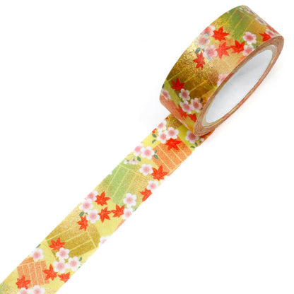 Kimono Yuu Series Gold Foil Washi Tape - Genjiko