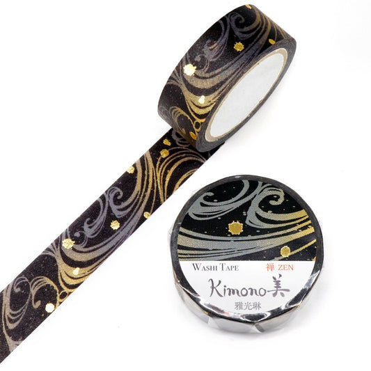 Kimono Zen Series Gold Foil Washi Tape - Elegant Japanese Lacquer